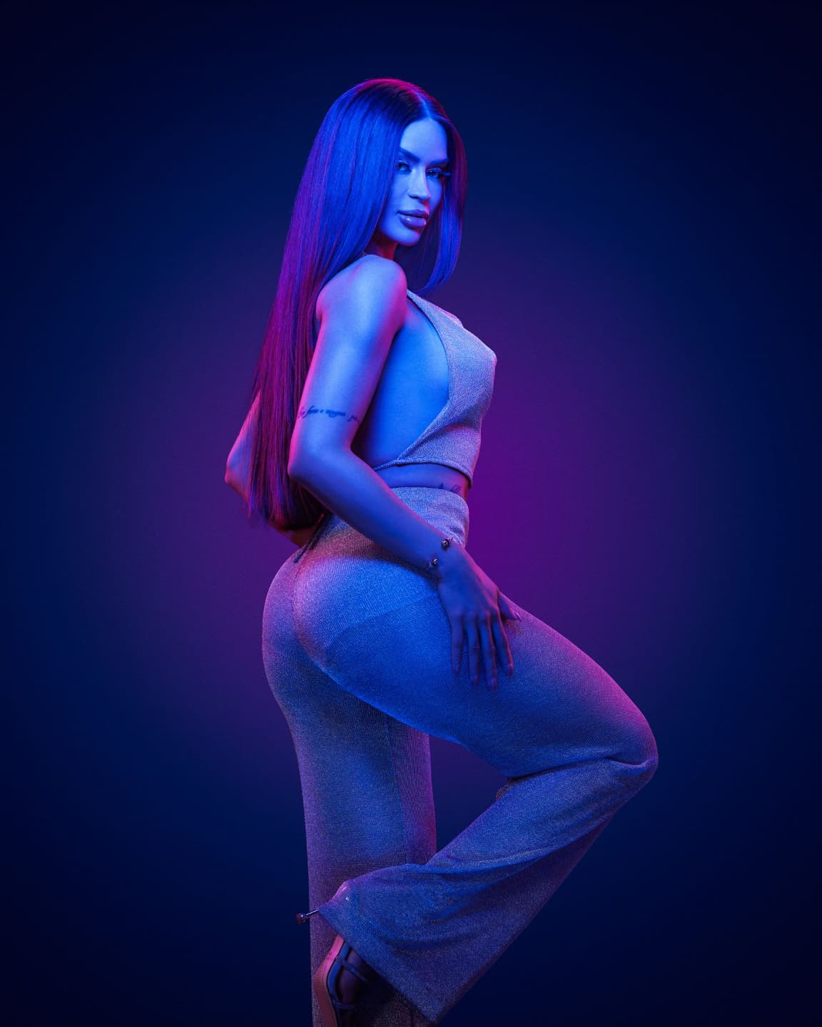 A colour-gel portrait created in the series