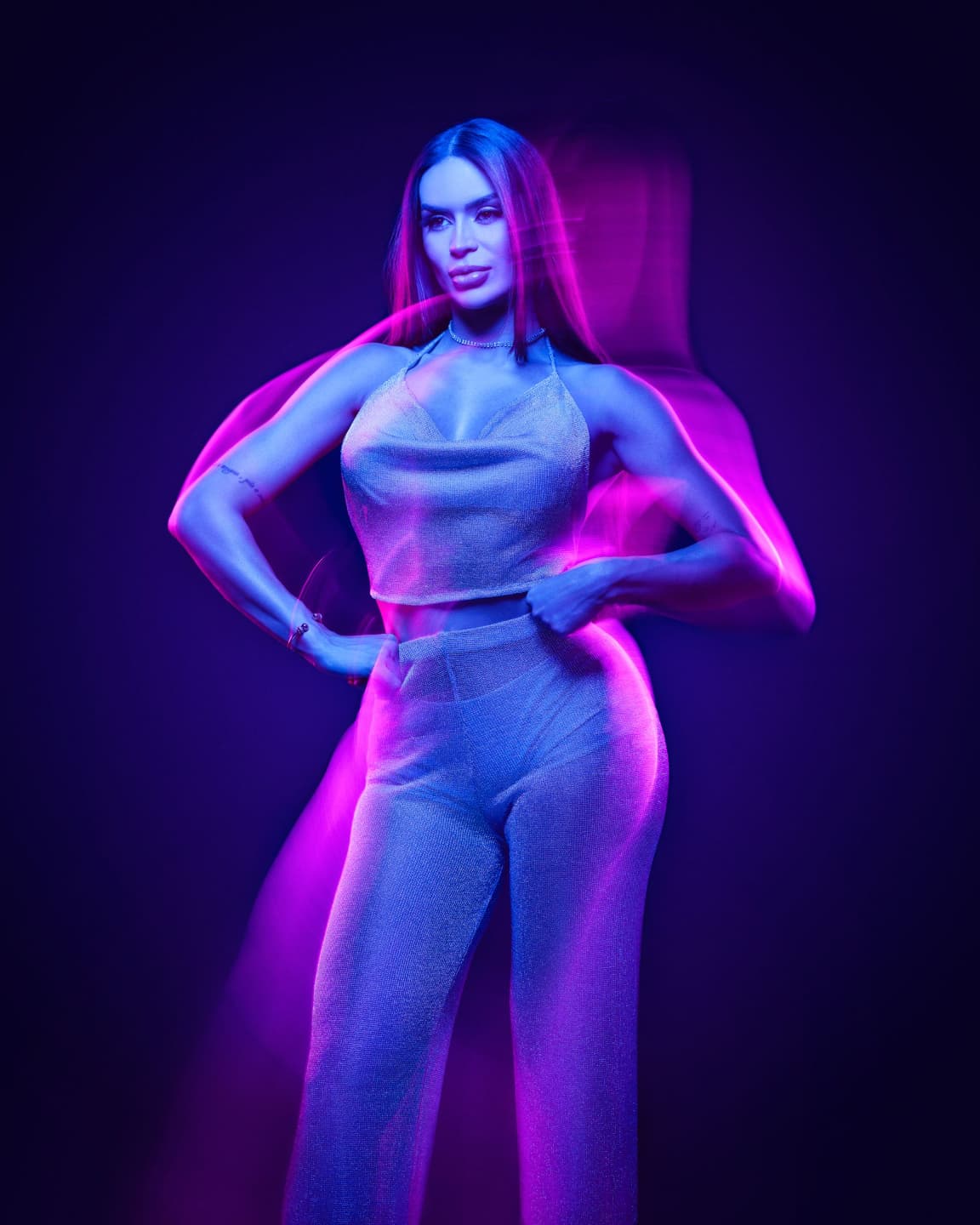 A colour-gel portrait created in the series